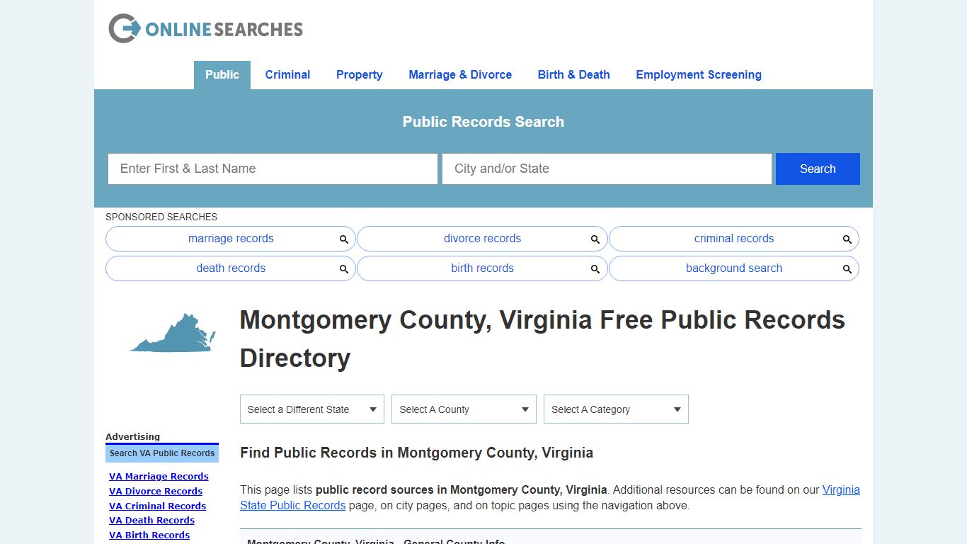 Montgomery County, Virginia Public Records Directory