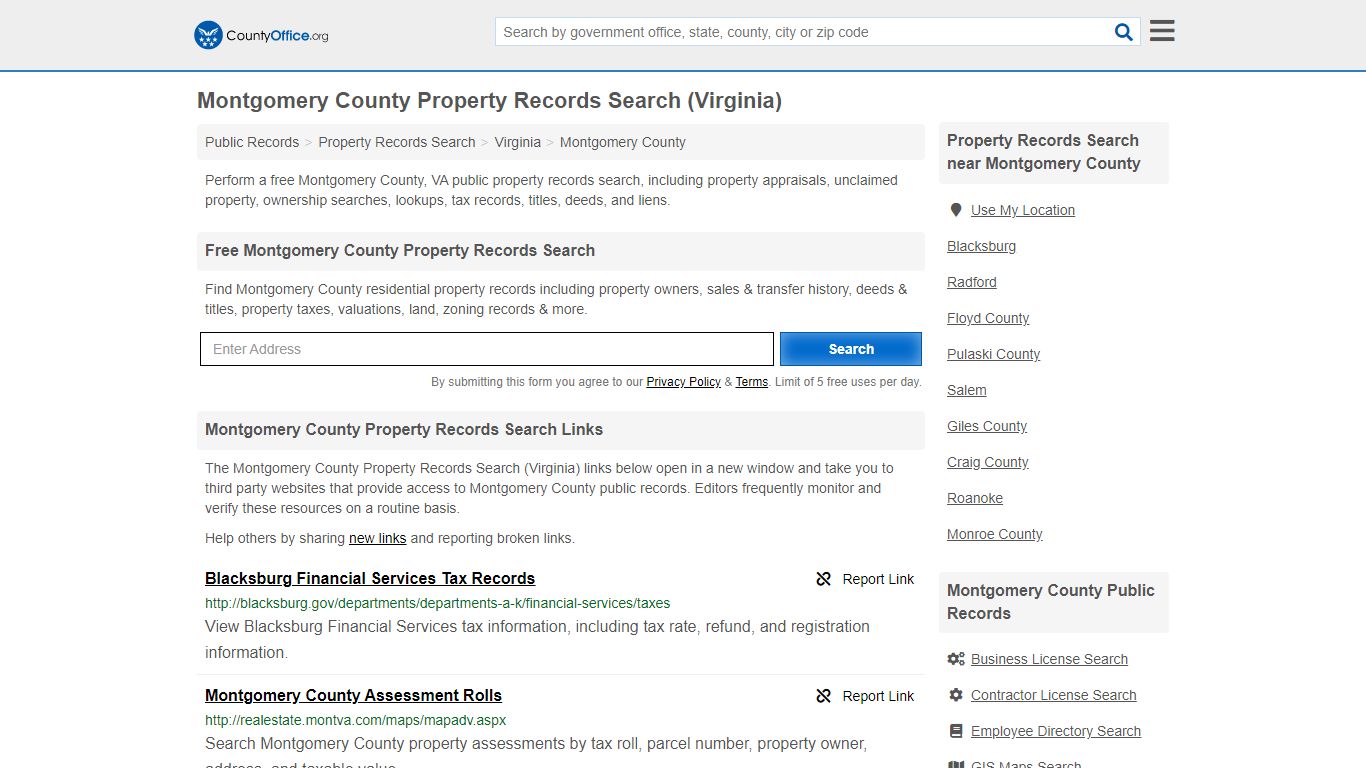 Property Records Search - Montgomery County, VA ...