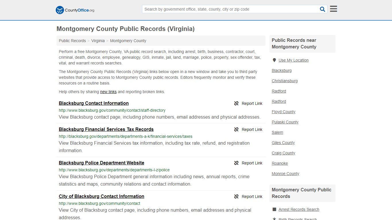 Public Records - Montgomery County, VA (Business, Criminal ...